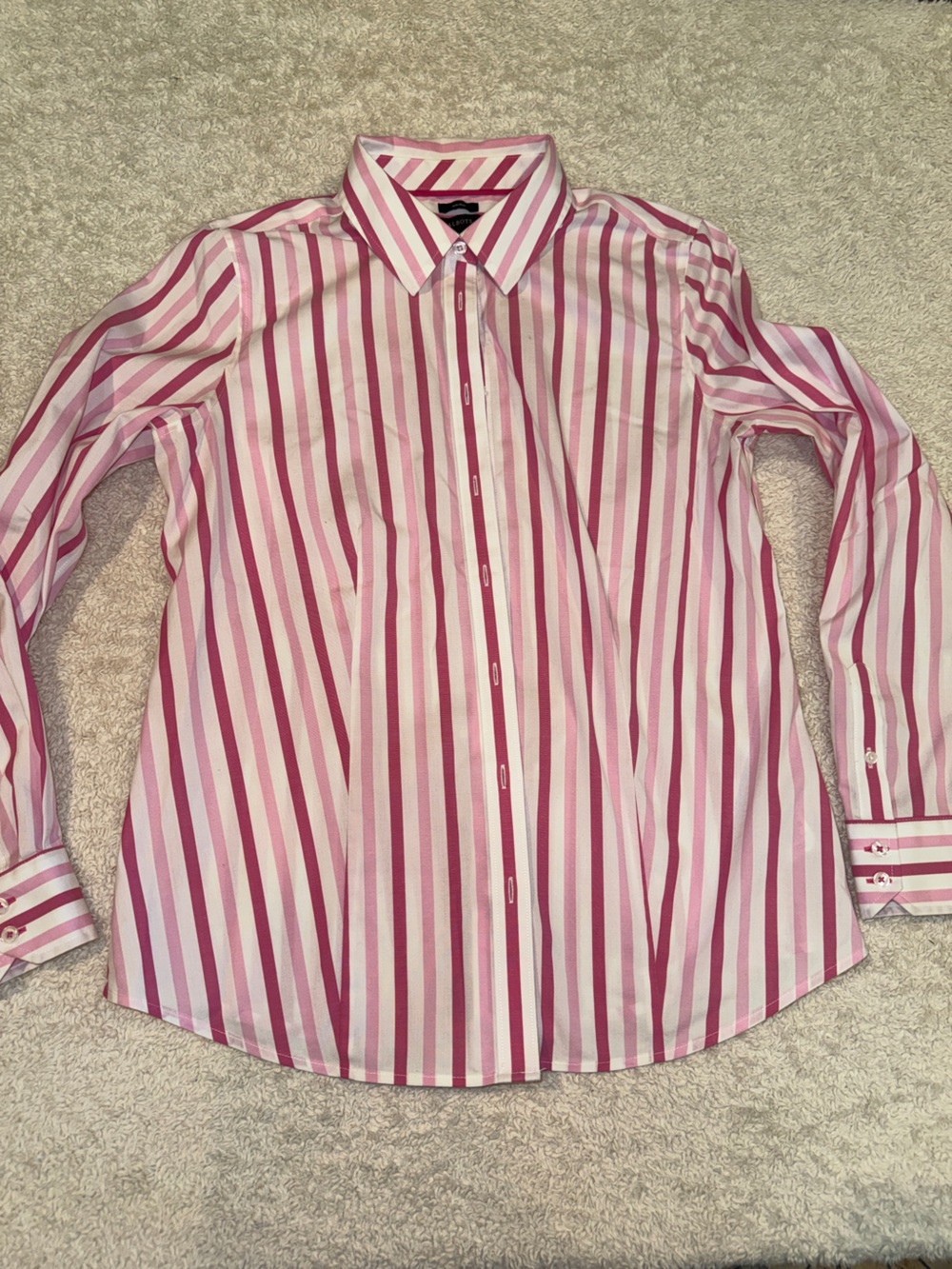 Talbots Pink and White Striped Collared Shirt